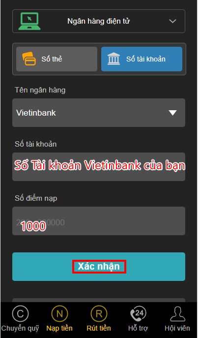 nạp tiền jss77 vietinbank