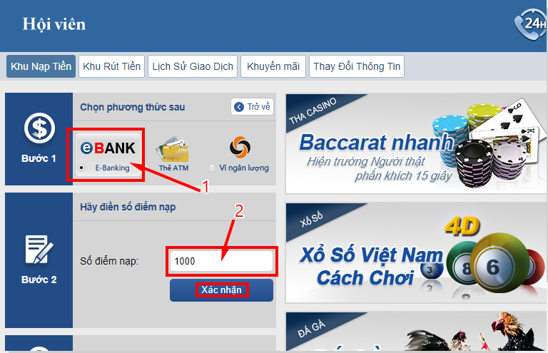 Nạp tiền Jss77 Vietinbank