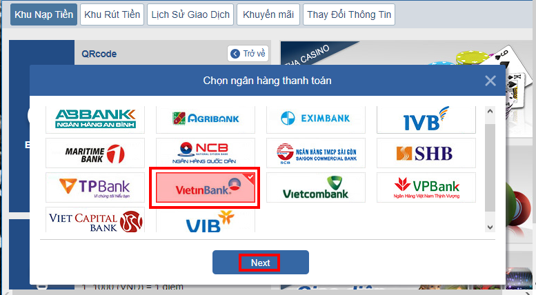 Nạp tiền Jss77 Vietinbank